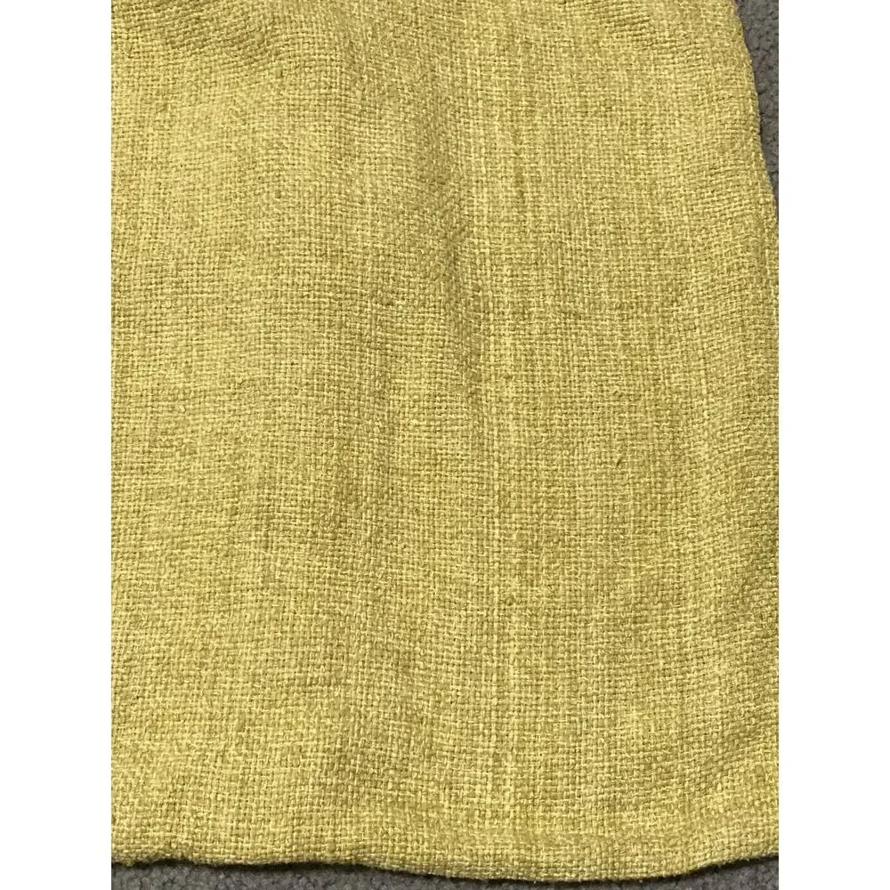 West Elm Yellow Brown Buttons Woven Weave Silk Cotton Pillow Cover Button‎ Back